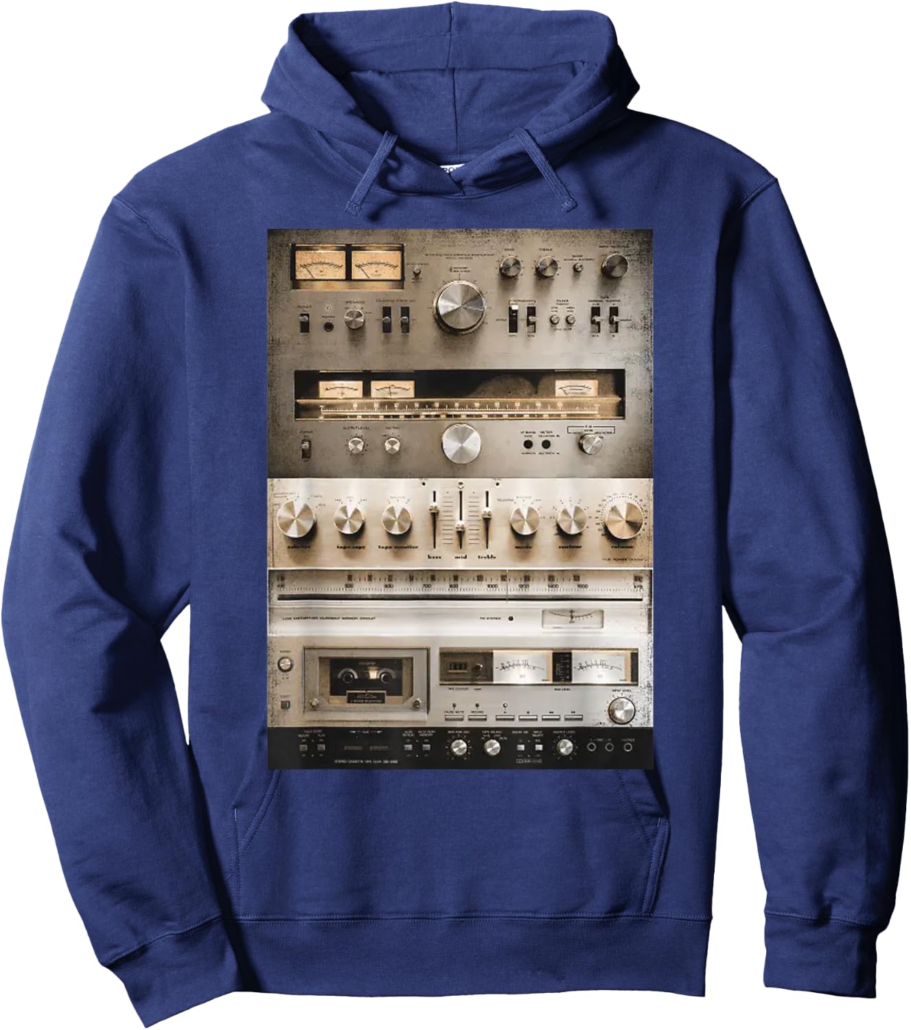 Setup Vintage Audio HiFi Sound System Mixed Media Collage Hoodie - Hoodie | Navy