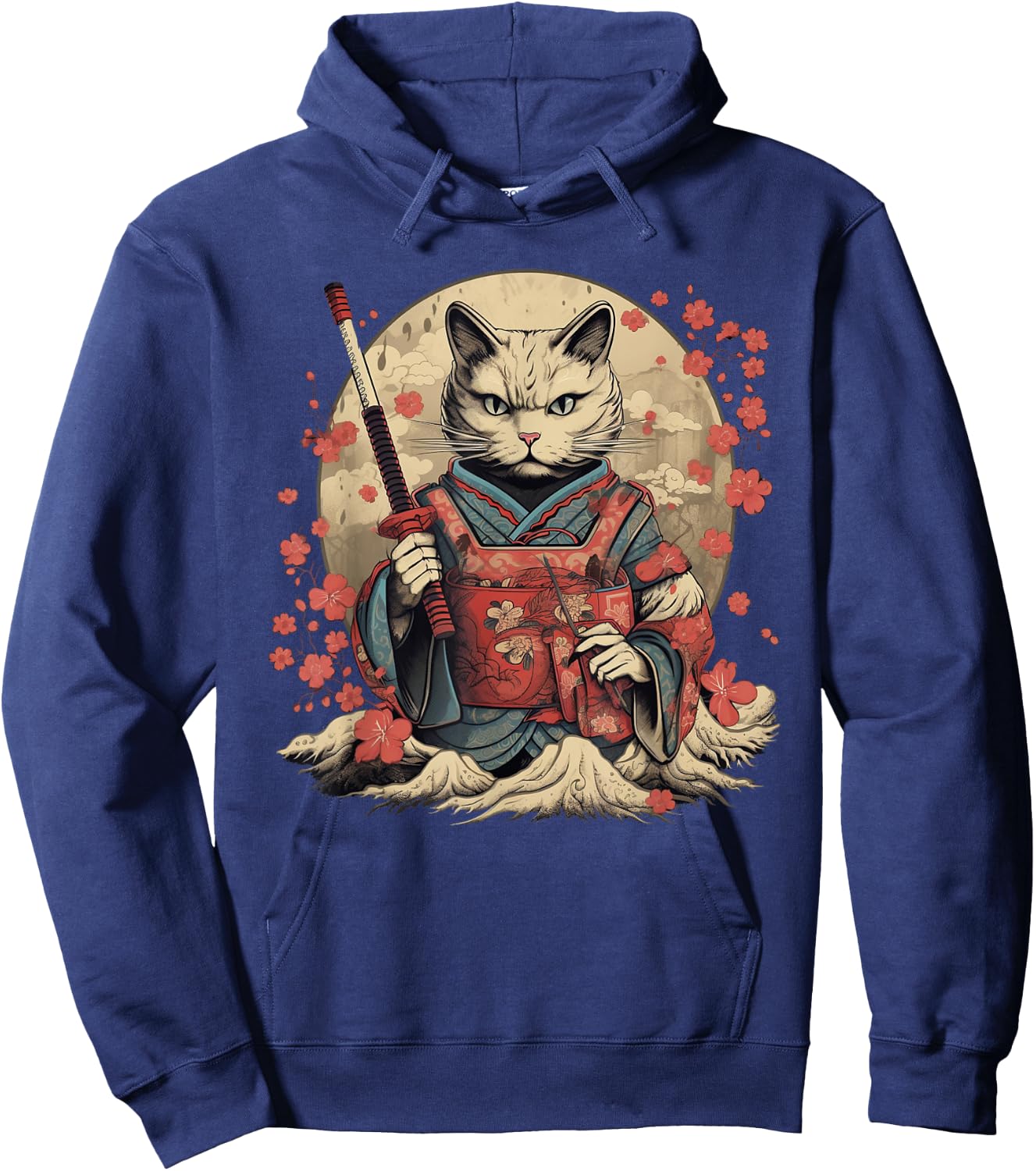 Vintage Japanese Samurai Ninja Cat Tattoo Kawaii Hoodie - Hoodie | Navy