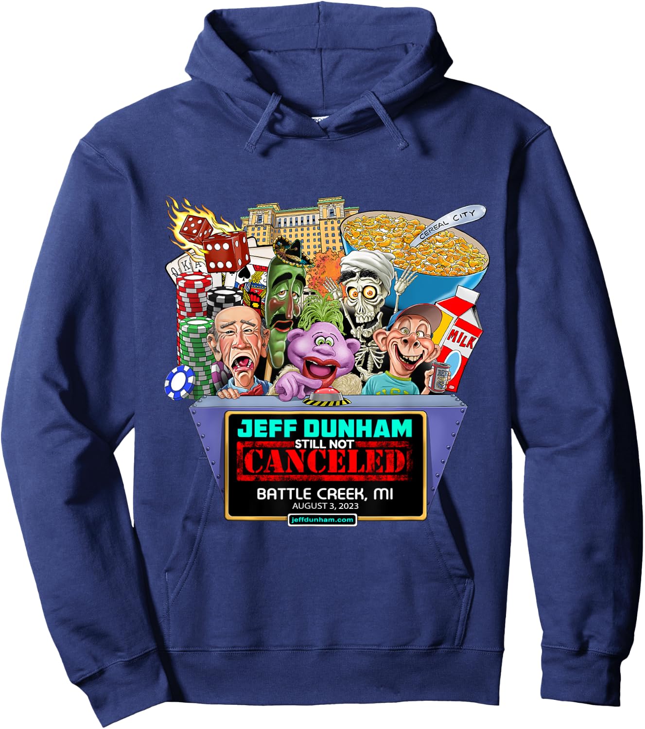 Jeff Dunham Battle Creek, MI (2023) Hoodie - Hoodie | Navy