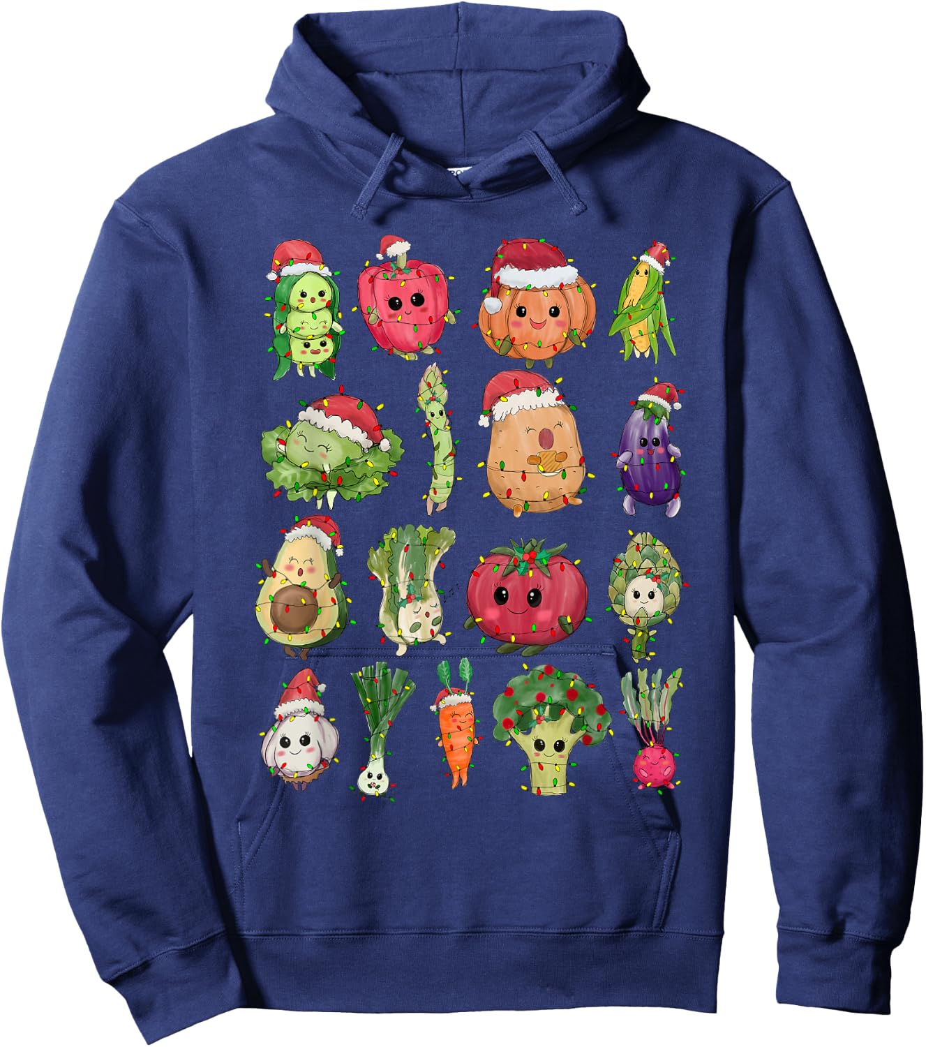 Christmas Lunch Lady Vegetable Food Christmas Tree Funny Xmas Vegan - Women's Black Small Fitted Short Sleeve Hoodie - Hoodie | Navy