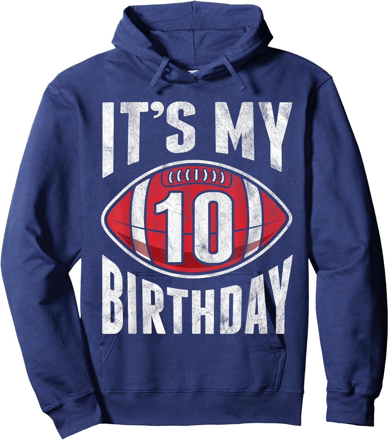 10 Years Old American Football 10th Birthday Boy Retro Style Hoodie - Hoodie | Navy