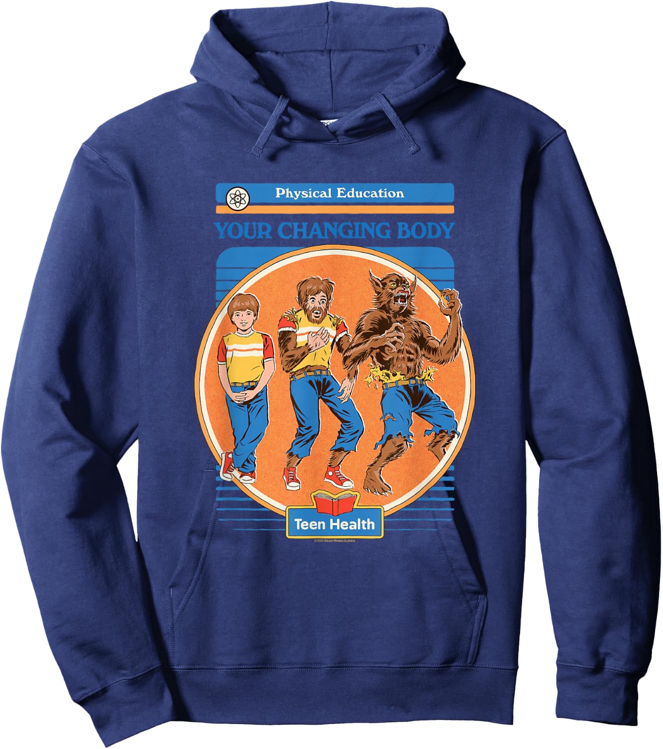 Steven Rhodes Your Changing Werewolf Body Retro Dark Humor Hoodie - Hoodie | Navy