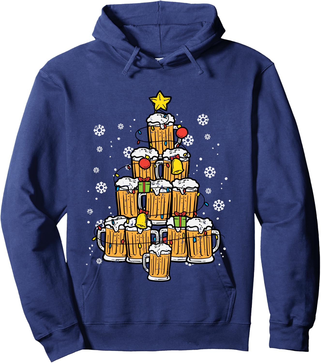 Beer Christmas Tree Xmas Pajamas PJs Brew Dad Men Hoodie - Hoodie | Navy