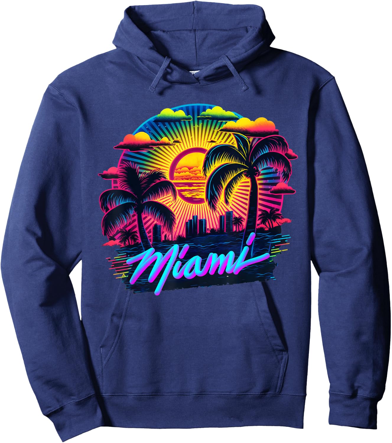 Miami Men Florida Vibrant Colorful Miami Souvenir Hoodie - Hoodie | Navy