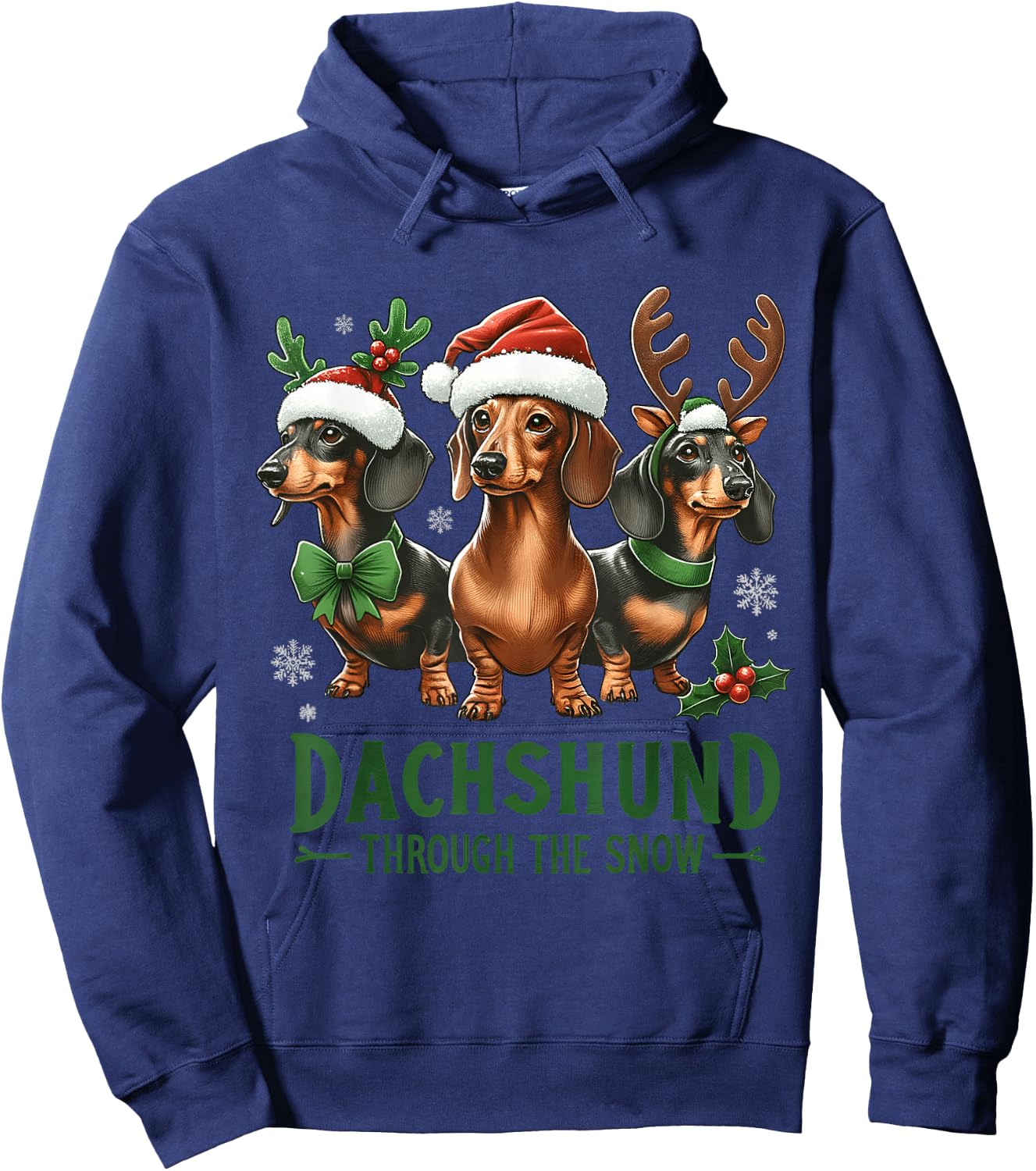 Dachshund Xmas Through the Snow Naughty List Dachshund Hoodie - Hoodie | Navy