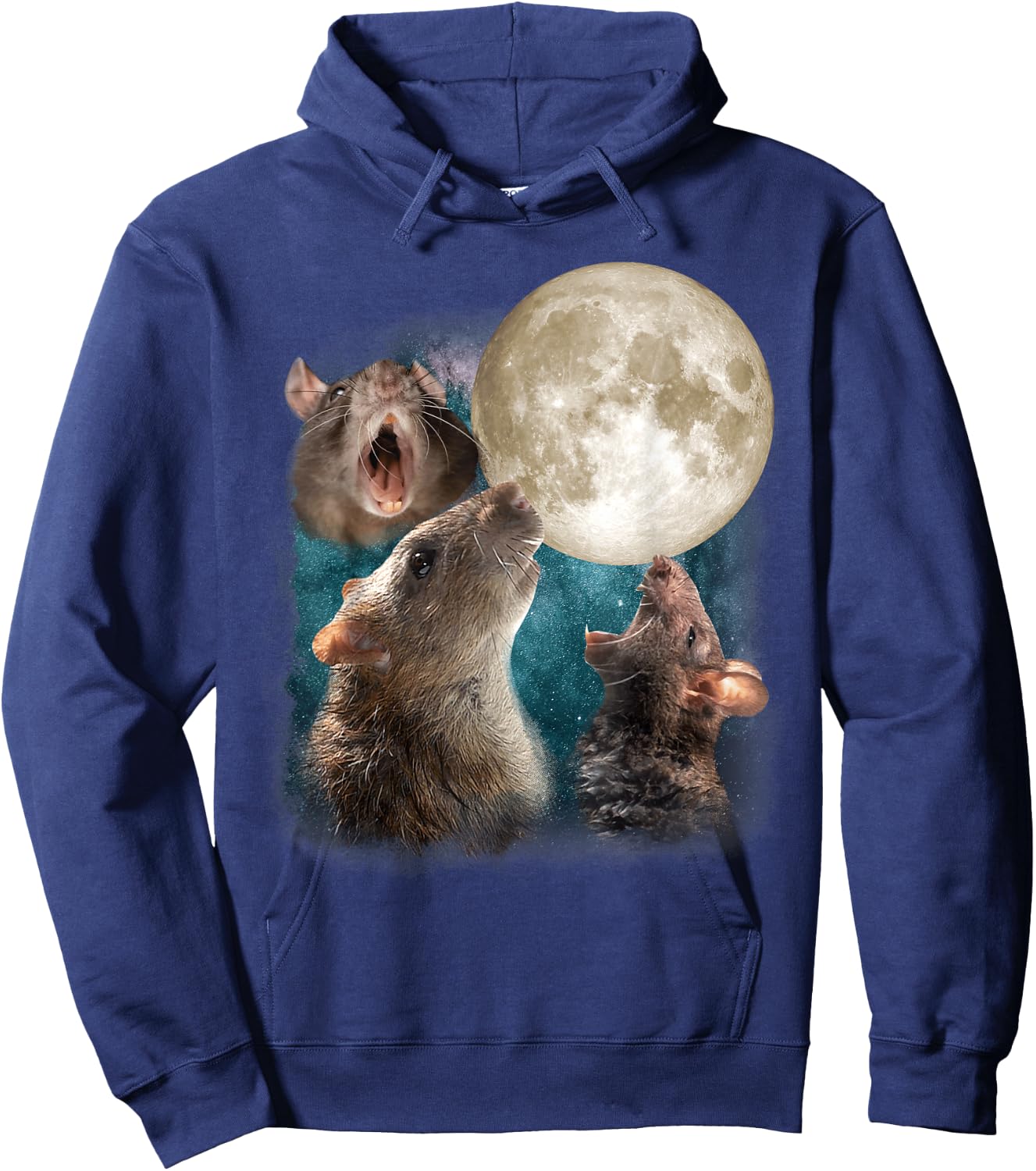Three Rats Howl At Moon 3 Wolfs Funny Parody Rat Lovers Hoodie - Hoodie | Navy