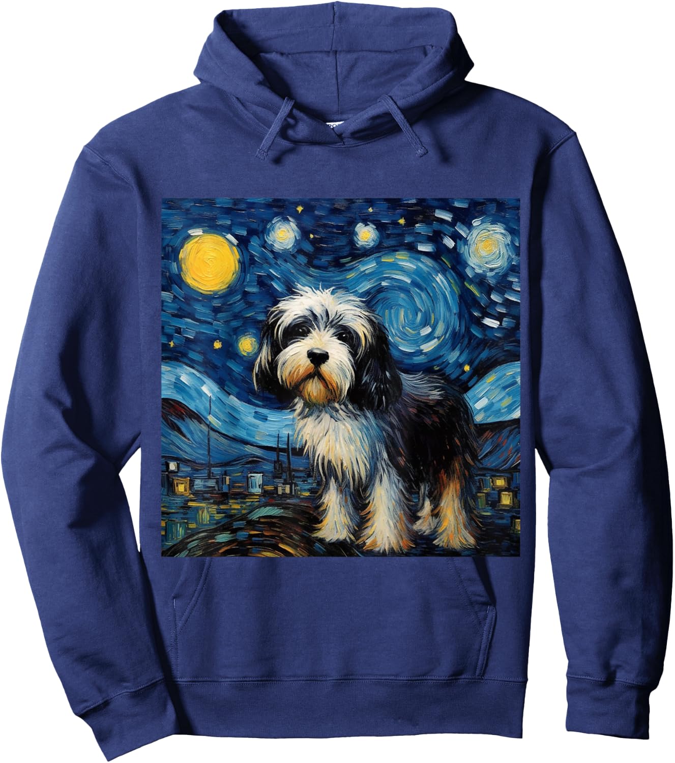 Tibetan Terrier Starry Night - Tibetan Terrier Hoodie - Hoodie | Navy