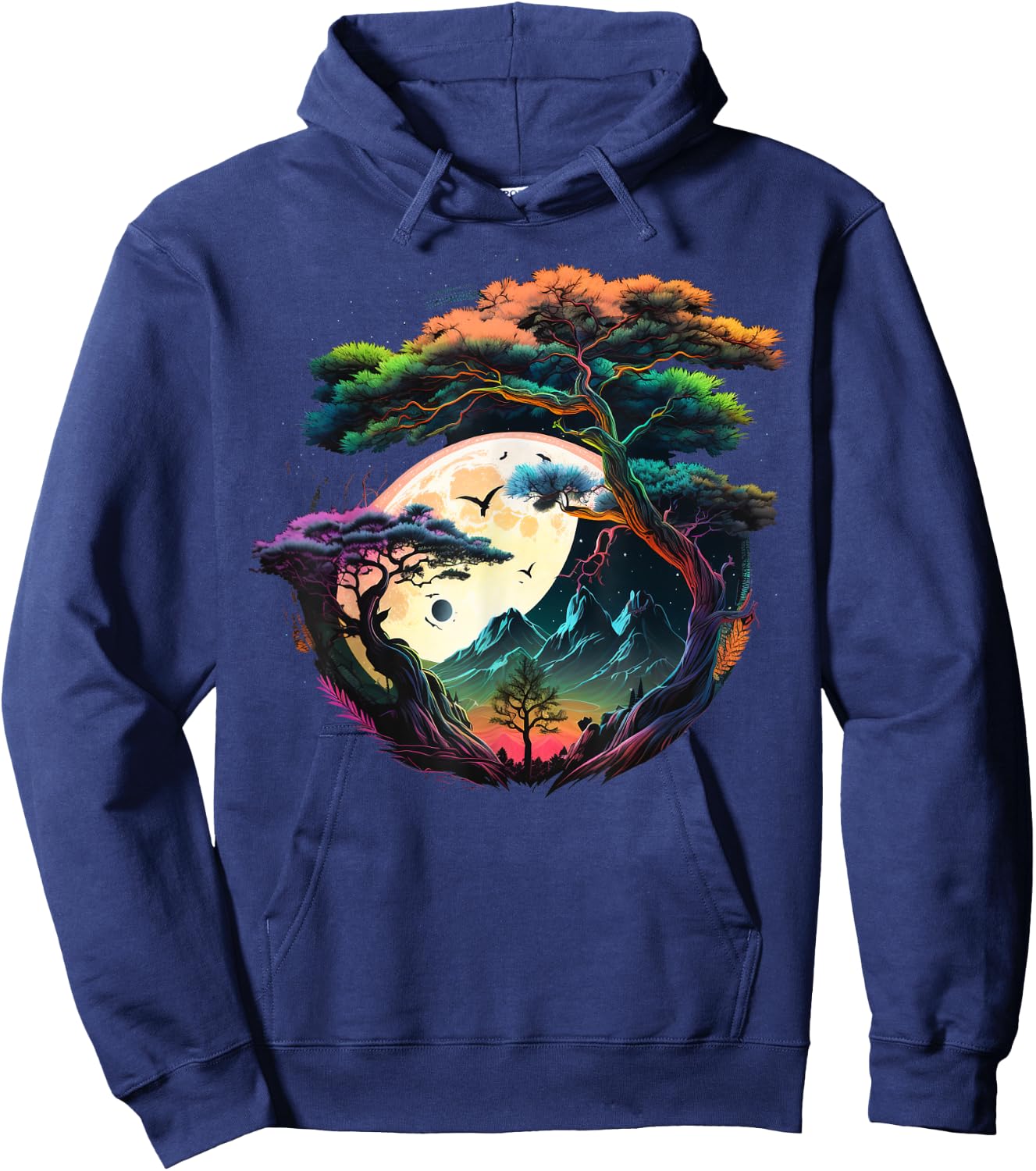 Japanese Moon on Bonsai Tree Hoodie - Hoodie | Navy
