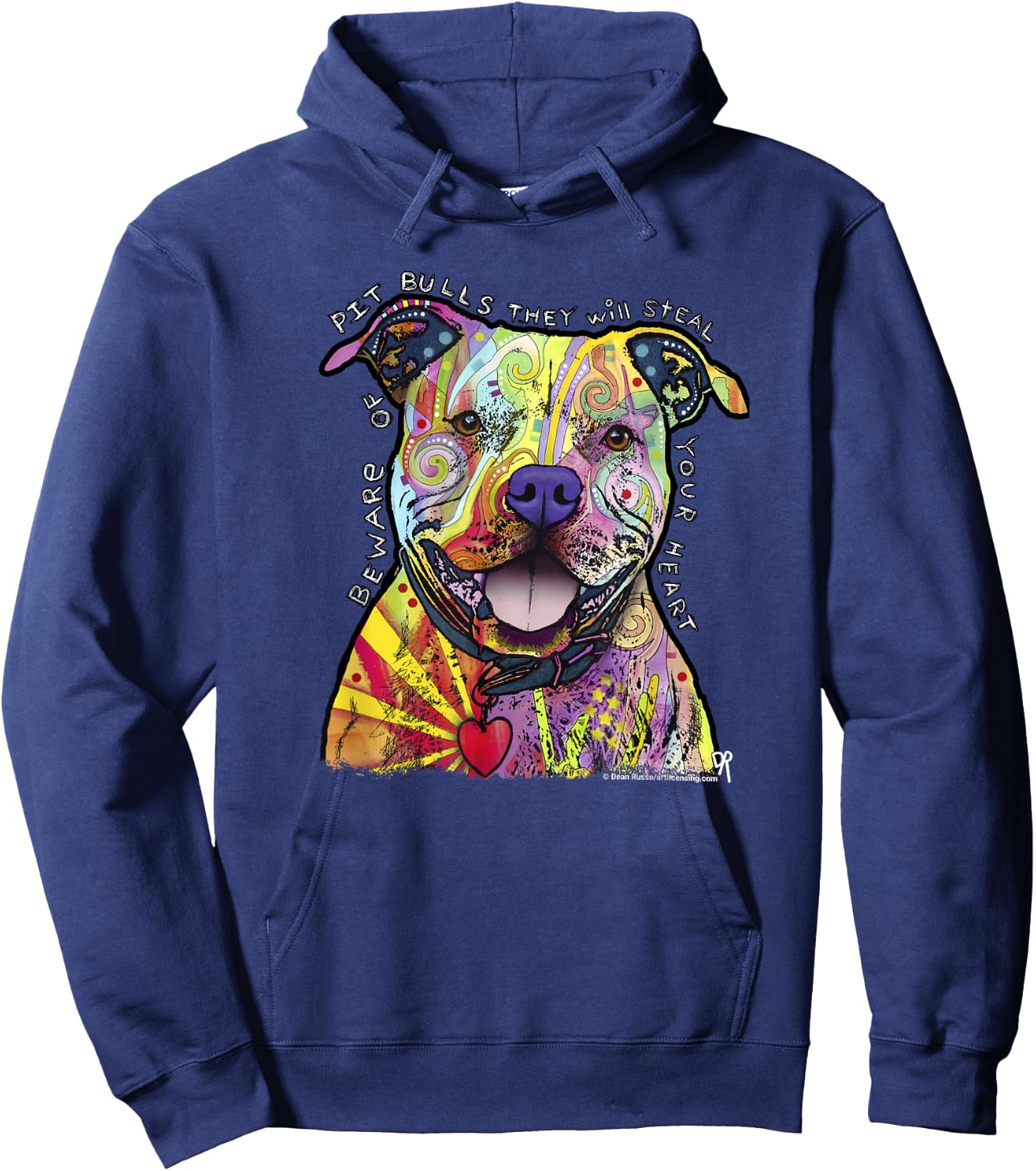 Beware of Pit Bulls, Dean Russo Pitbull Original - Dog Lover Small Hoodie - Hoodie | Navy