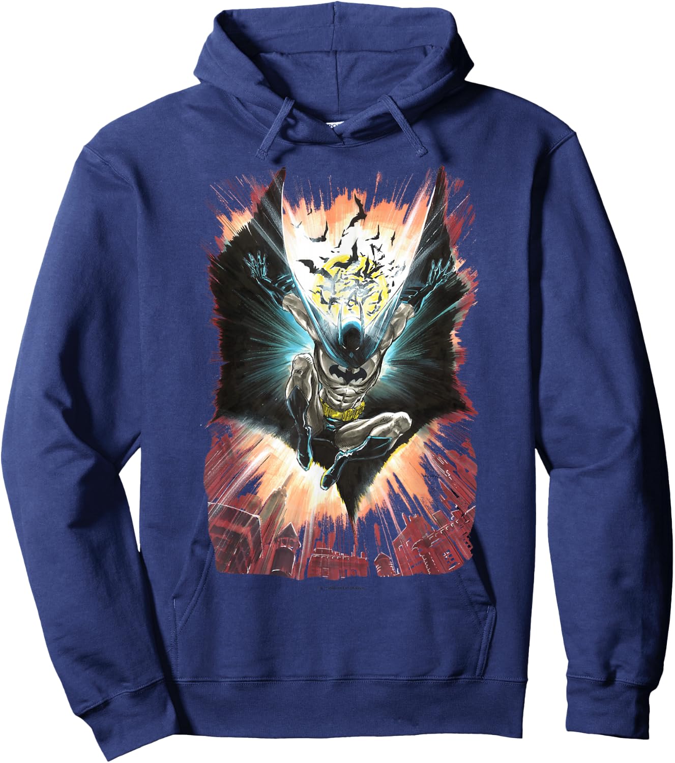 WB100 DC Comics The Batman Soaring Action Shot Sketch Hoodie - Hoodie | Navy