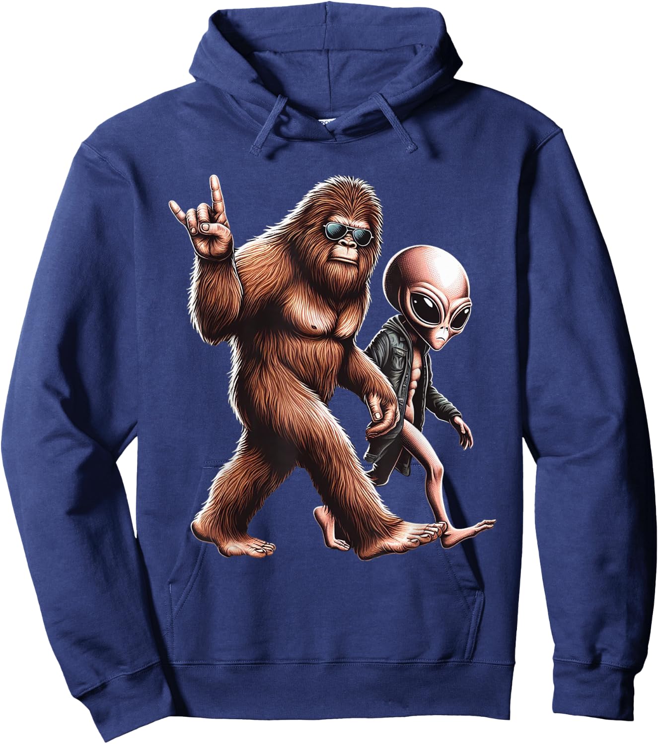 Bigfoot Sasquatch Rock And Roll Dads Funny BigFoot Aliens Hoodie - Hoodie | Navy