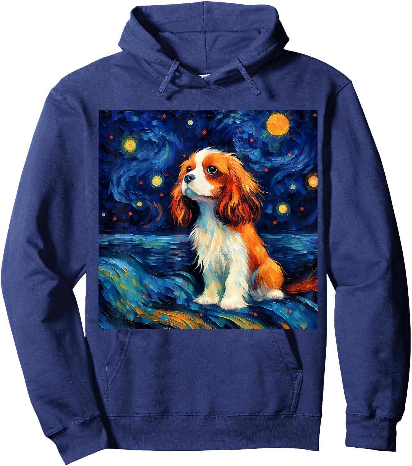 Surreal Starry Night Cavalier King Charles Spaniel Dog Hoodie - Hoodie | Navy