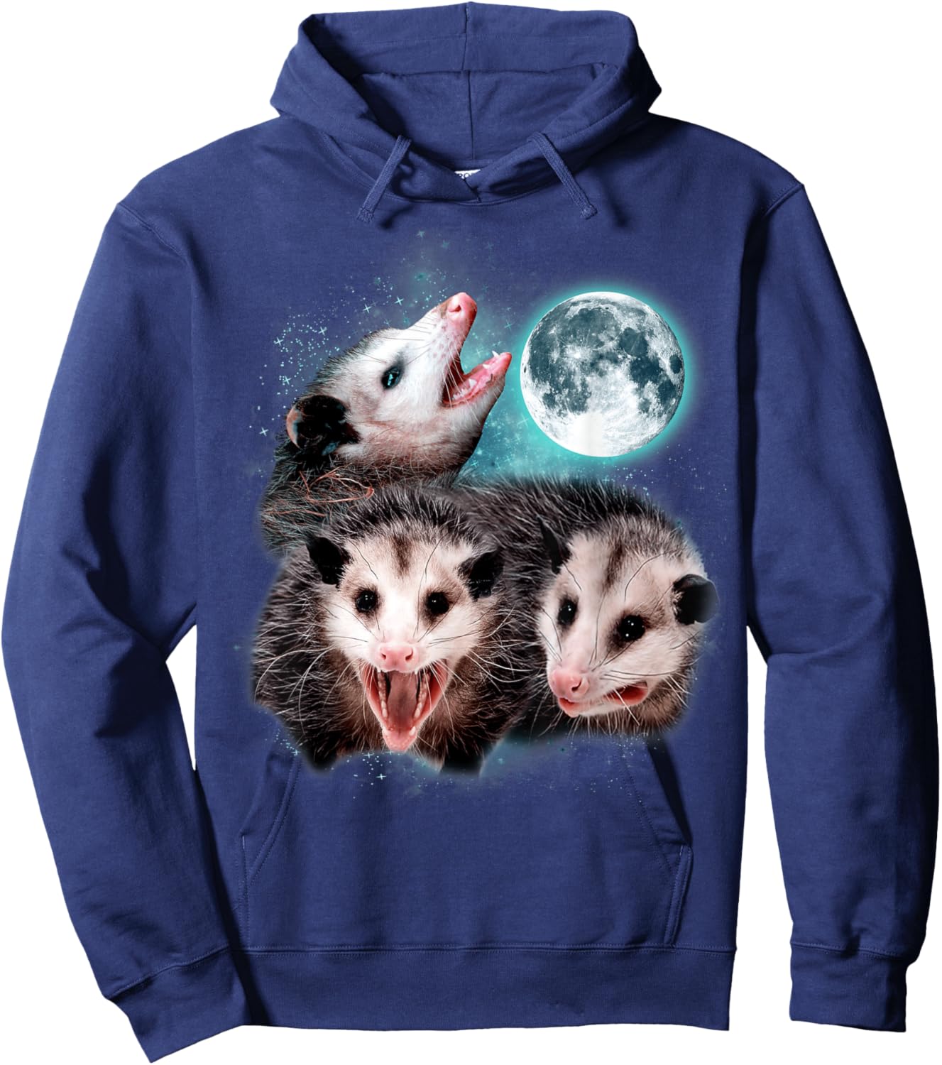 3 Opossum Moon Howling Opossum Head Funny , Women Hoodie - Hoodie | Navy