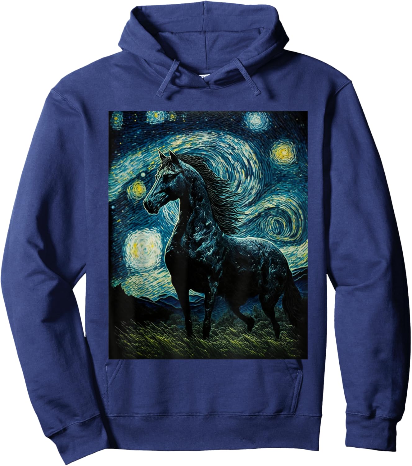 Horse Starry Night, Van Gogh Horse, Horse Lovers Hoodie - Hoodie | Navy