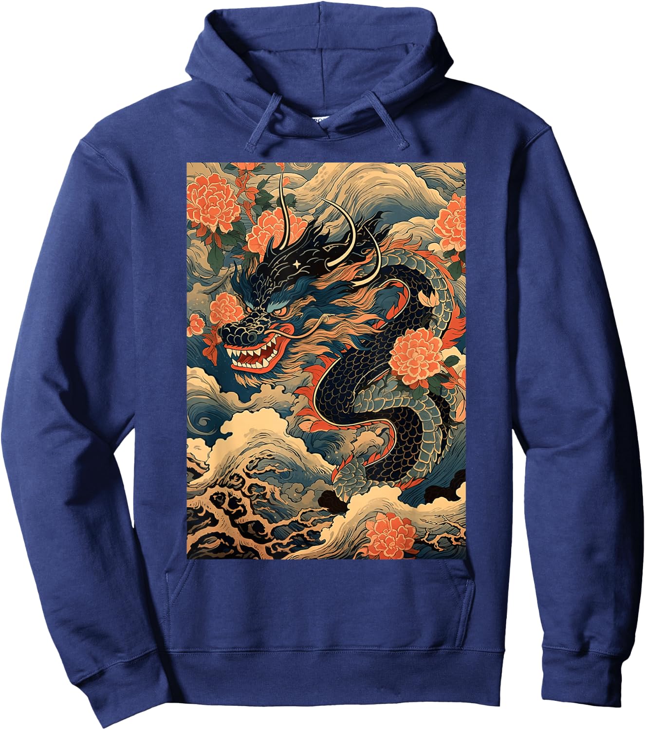 Vintage Dragon Japanese Graphic Art Retro Tattoo Hoodie - Hoodie | Navy