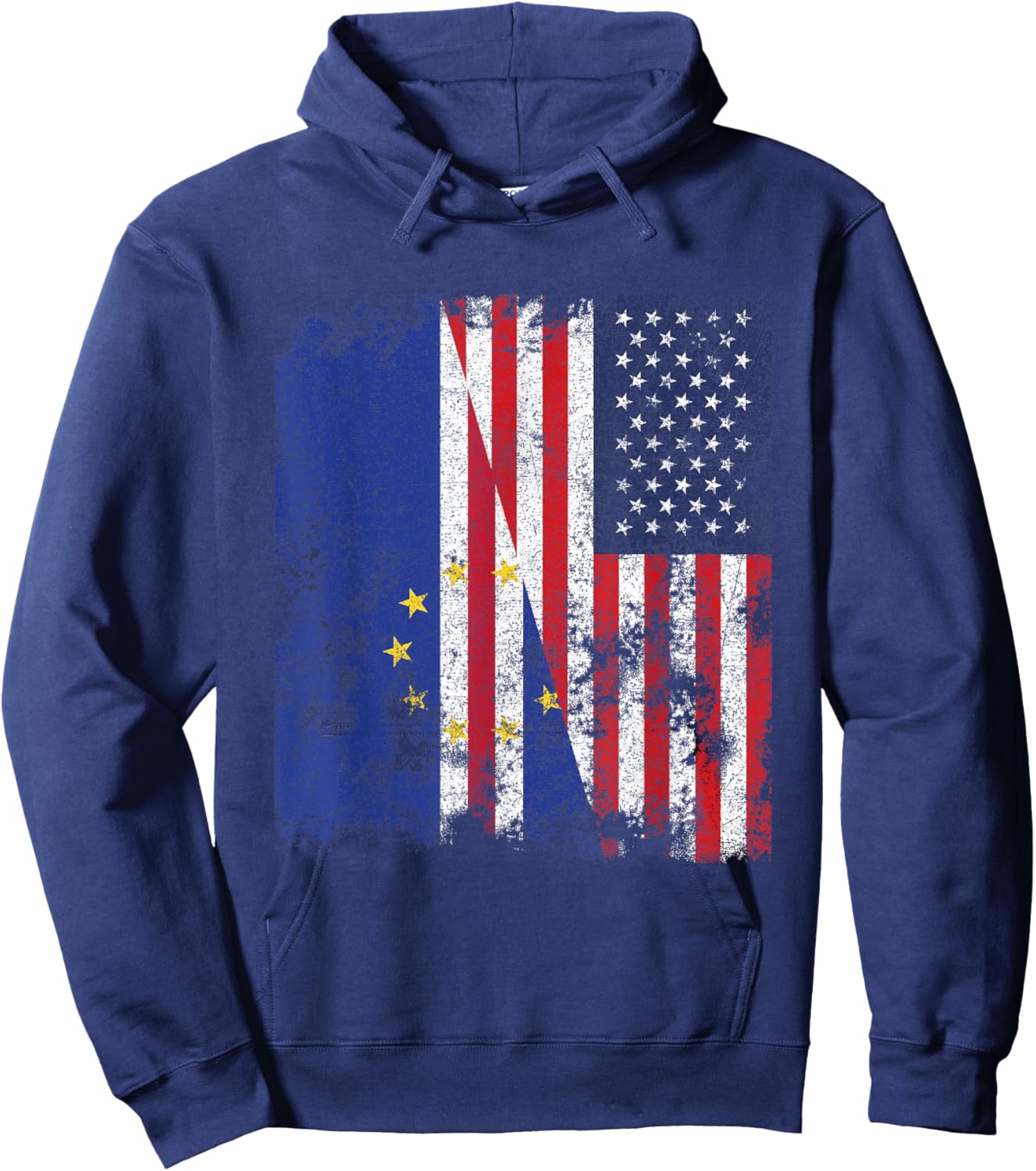 Cape Verde USA Flag Distressed - Half American Hoodie - Hoodie | Navy