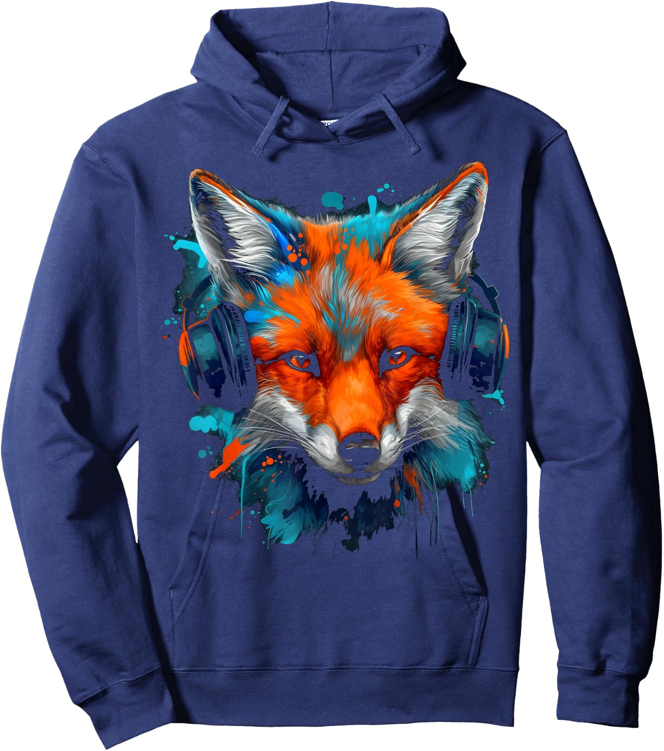 Fox Music Art Headphones Animal Fox Hoodie - Hoodie | Navy