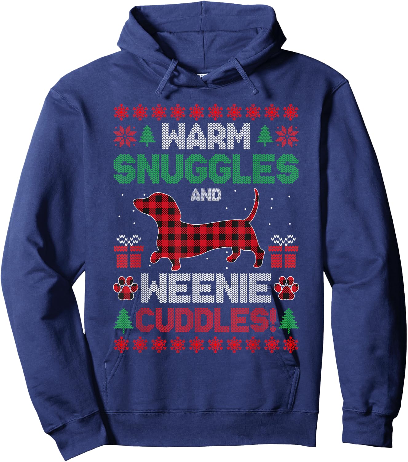 Weenie Dog Christmas Pajama Shirt Cute Weiner Ugly Christmas Men Women Kids Hoodie - Hoodie | Navy