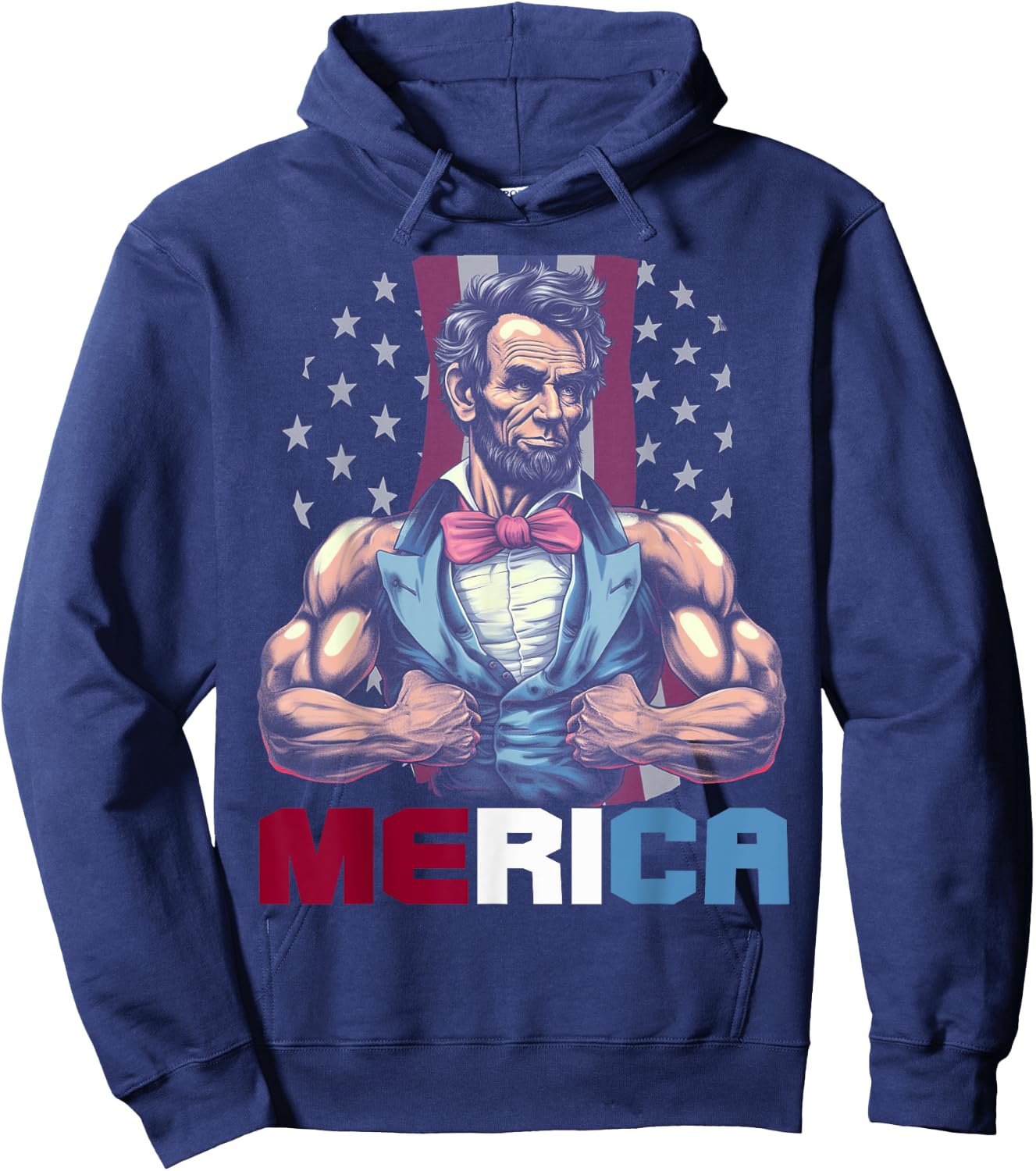 USA 4th Of July, Abraham Lincoln Funny Workout Muscles Women Kids Men Hoodie - Hoodie | Navy