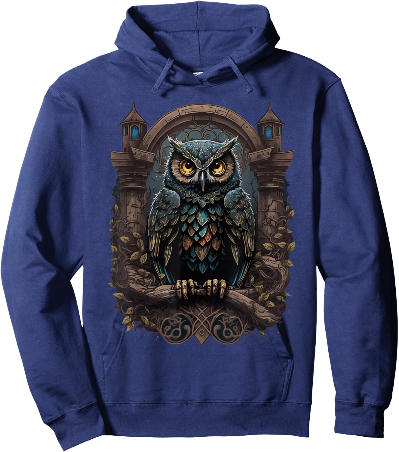 Gothic Pagan Wicca Witchcraft Occult Gothic Owl Moon Phase Black , Girls, Witchcraft Enthusiasts, , Short Sleeve, Size Small Hoodie - Hoodie | Navy