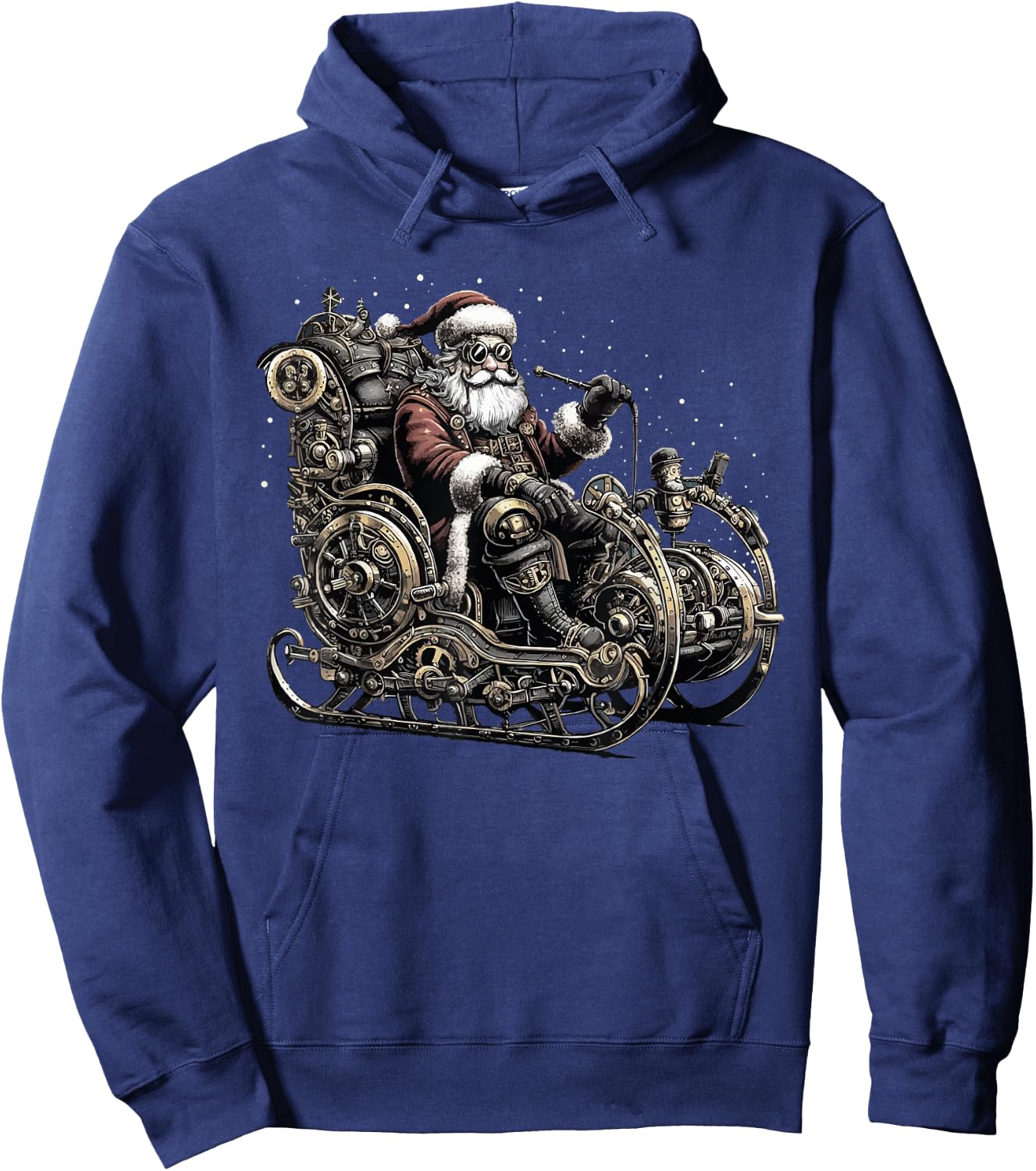 Retro Steampunk Santa Snowman Christmas Fantasy Sci-fi Hoodie - Hoodie | Navy