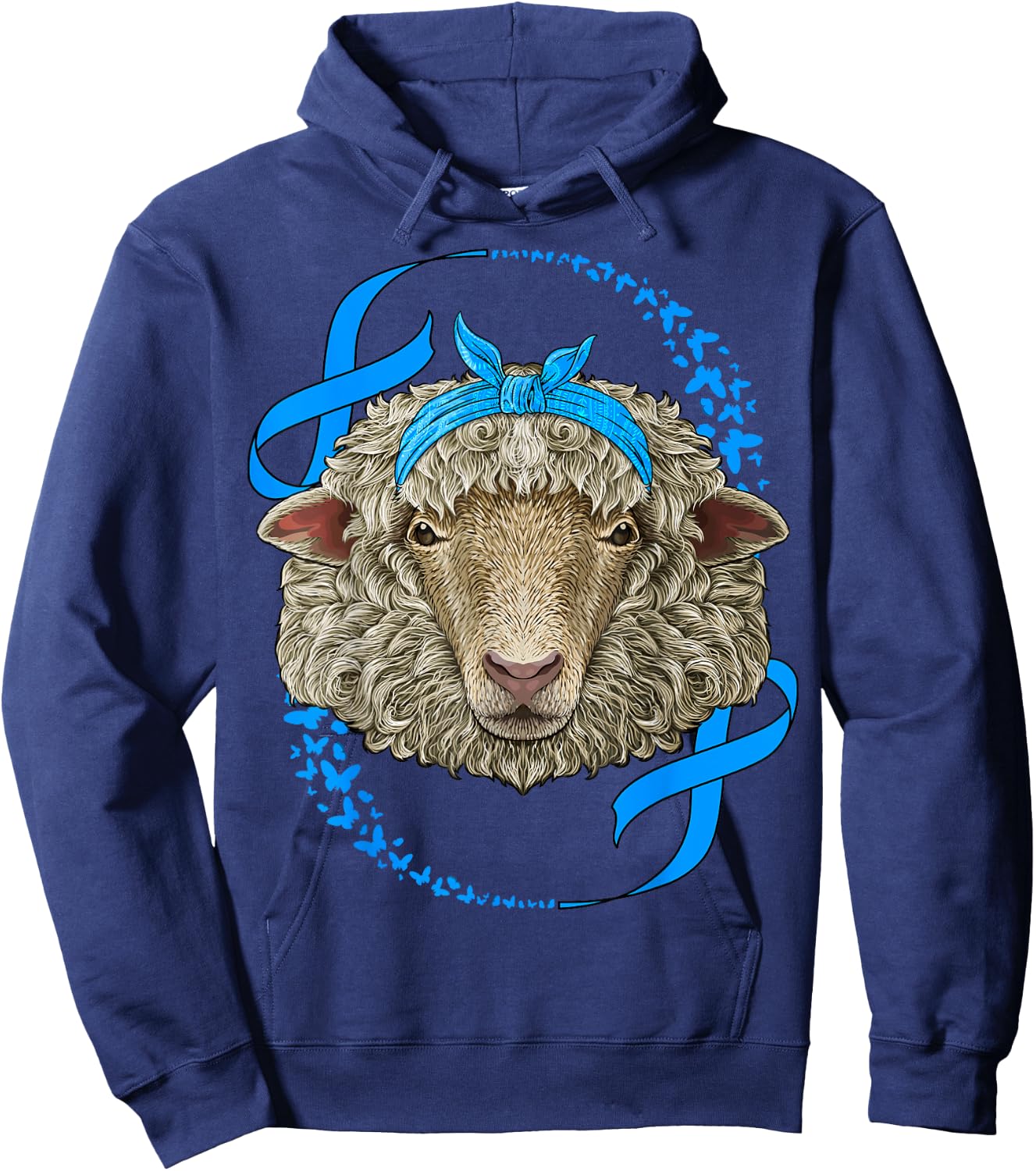 Sheep Diabetes Awareness Blue Bandana T1D Survivor Hoodie - Hoodie | Navy