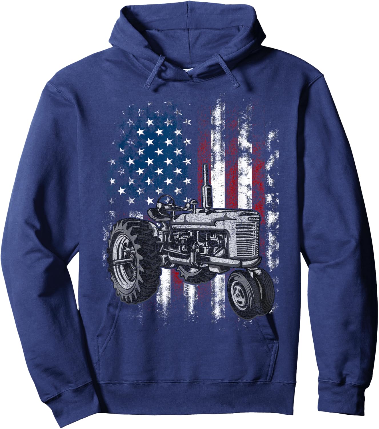 Patriotic Tractor American Flag Tractor Farm USA Farming Hoodie - Hoodie | Navy