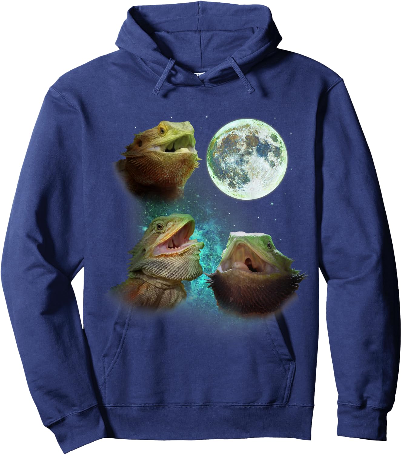 Three Bearded Dragons Howl At Moon 3 Wolfs - Wolves Parody Hoodie - Hoodie | Navy