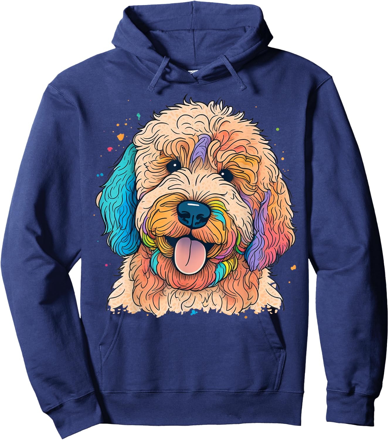 Cute Goldendoodle Dog on Golden Doodle Lover Men Women Kids Hoodie - Hoodie | Navy
