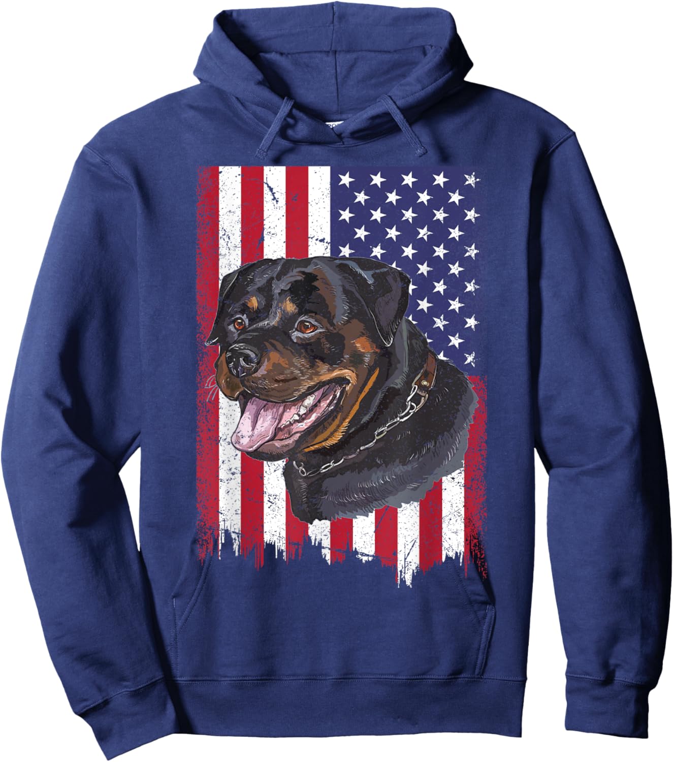 Rottweiler Dog Lover Father's Day USA American Flag Vintage Hoodie - Hoodie | Navy
