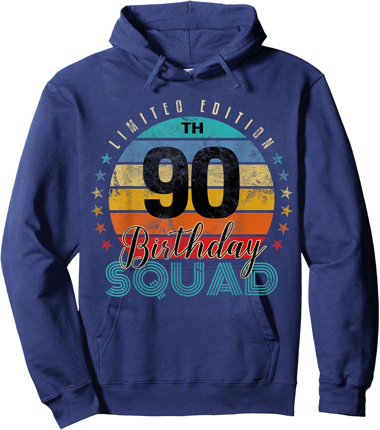 90 Year Old Birthday Squad Vintage 90th B-Day Group Friends Hoodie - Hoodie | Navy