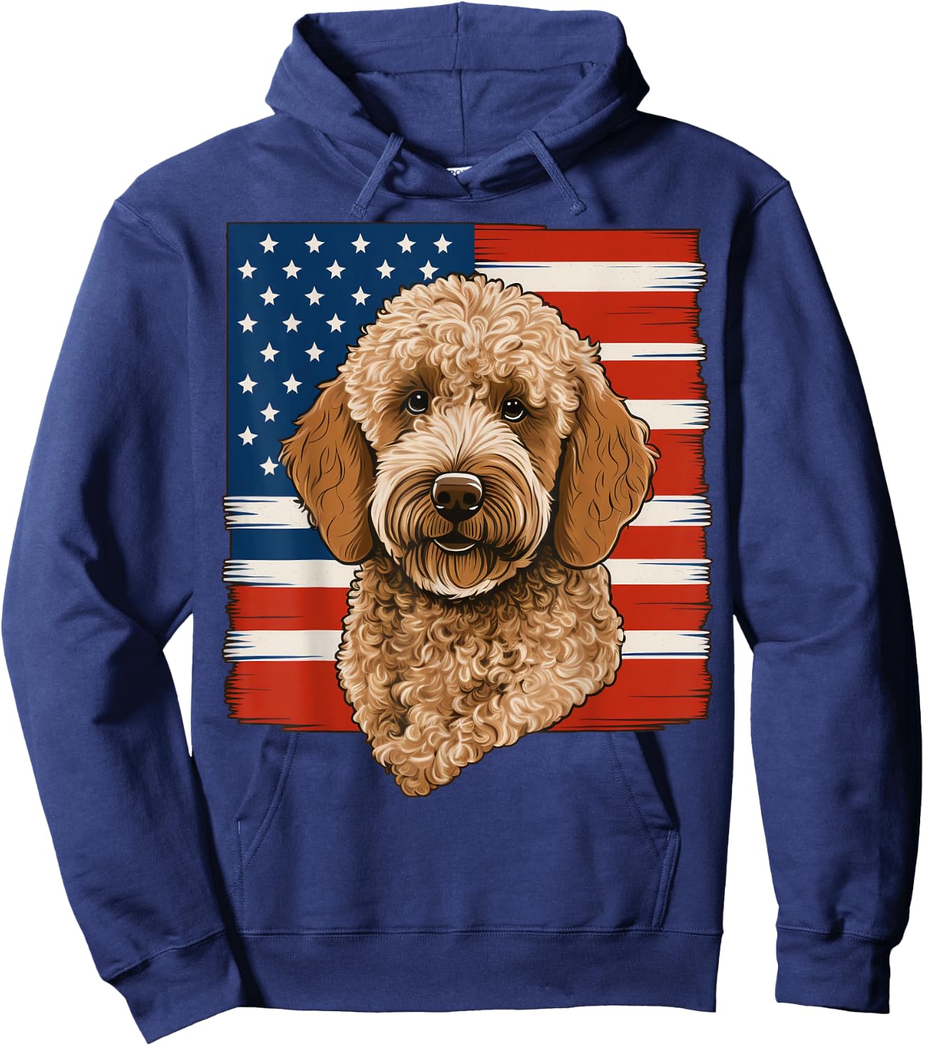 4th Of July Goldendoodle on Patriotic American Golden Doodle Kids Men Hoodie - Hoodie | Navy