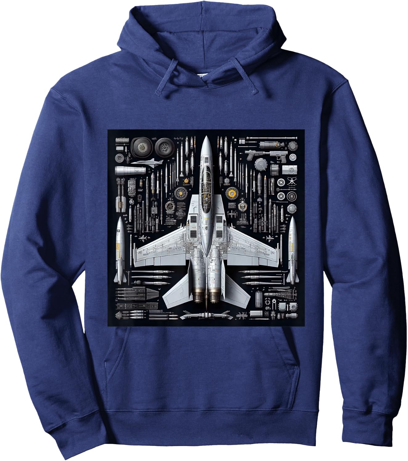 F-14 Tomcat Fighter Jet Anatomy Blueprint Military Aviation Hoodie - Hoodie | Navy