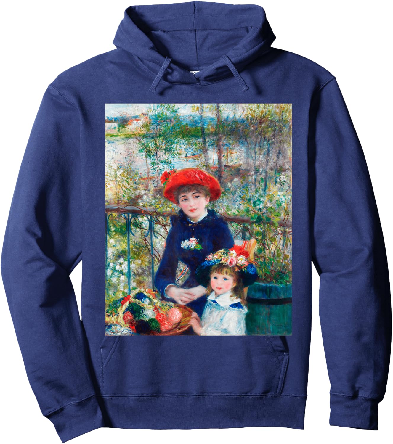 Two Sisters On Terrace Renoir Impressionist Colorful Hoodie - Hoodie | Navy