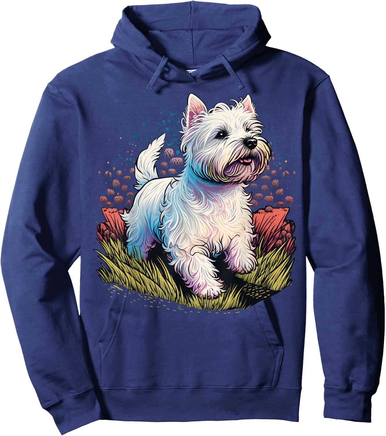 Cute West Highland White Terrier Dog on Westie Lover Hoodie - Hoodie | Navy
