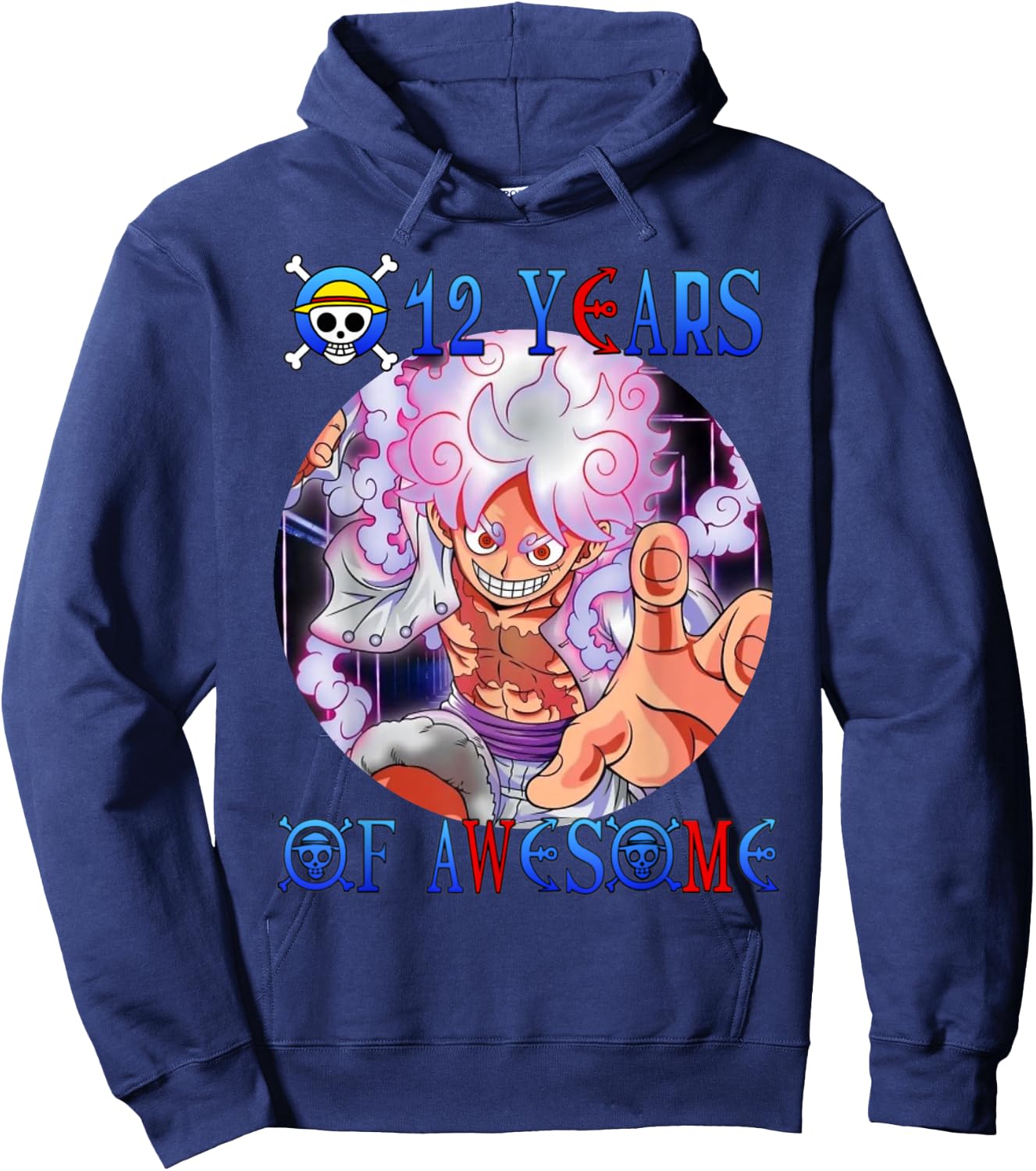 12 Years Of Awesome 12th Birthday Anime Birthday Theme Hoodie - Hoodie | Navy