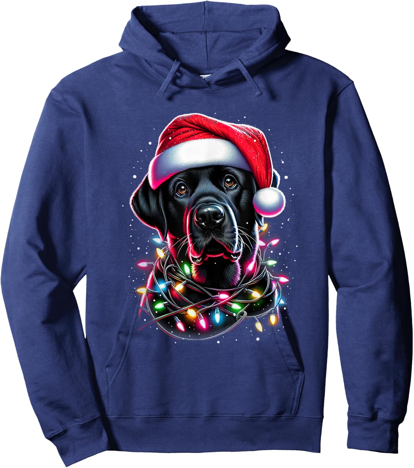 Black Lab Labrador Christmas Tree Light Pajama Dog Xmas Hoodie - Hoodie | Navy