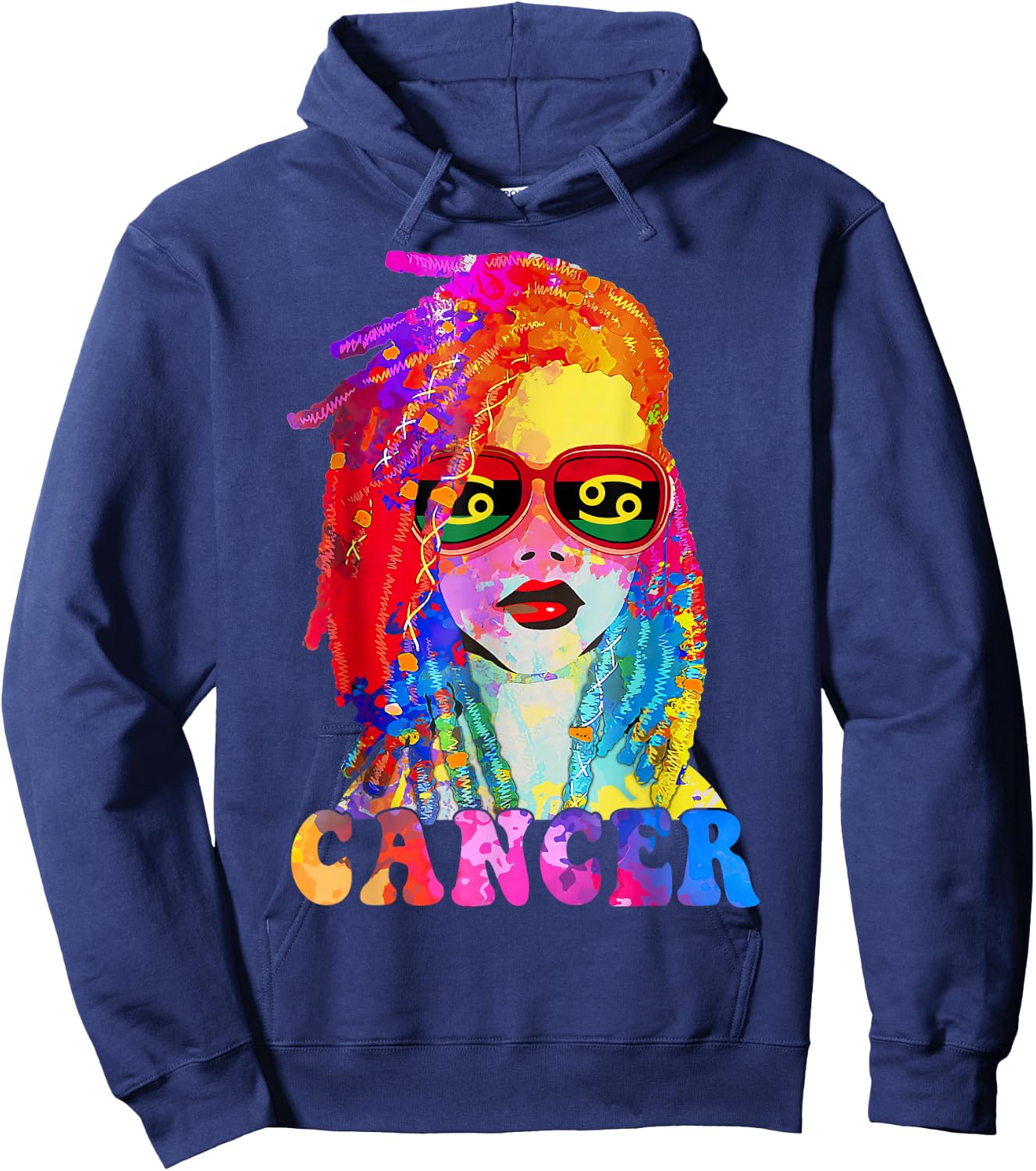 Cancer Loc'd Woman Black Queen Art Zodiac Birthday Hoodie - Hoodie | Navy