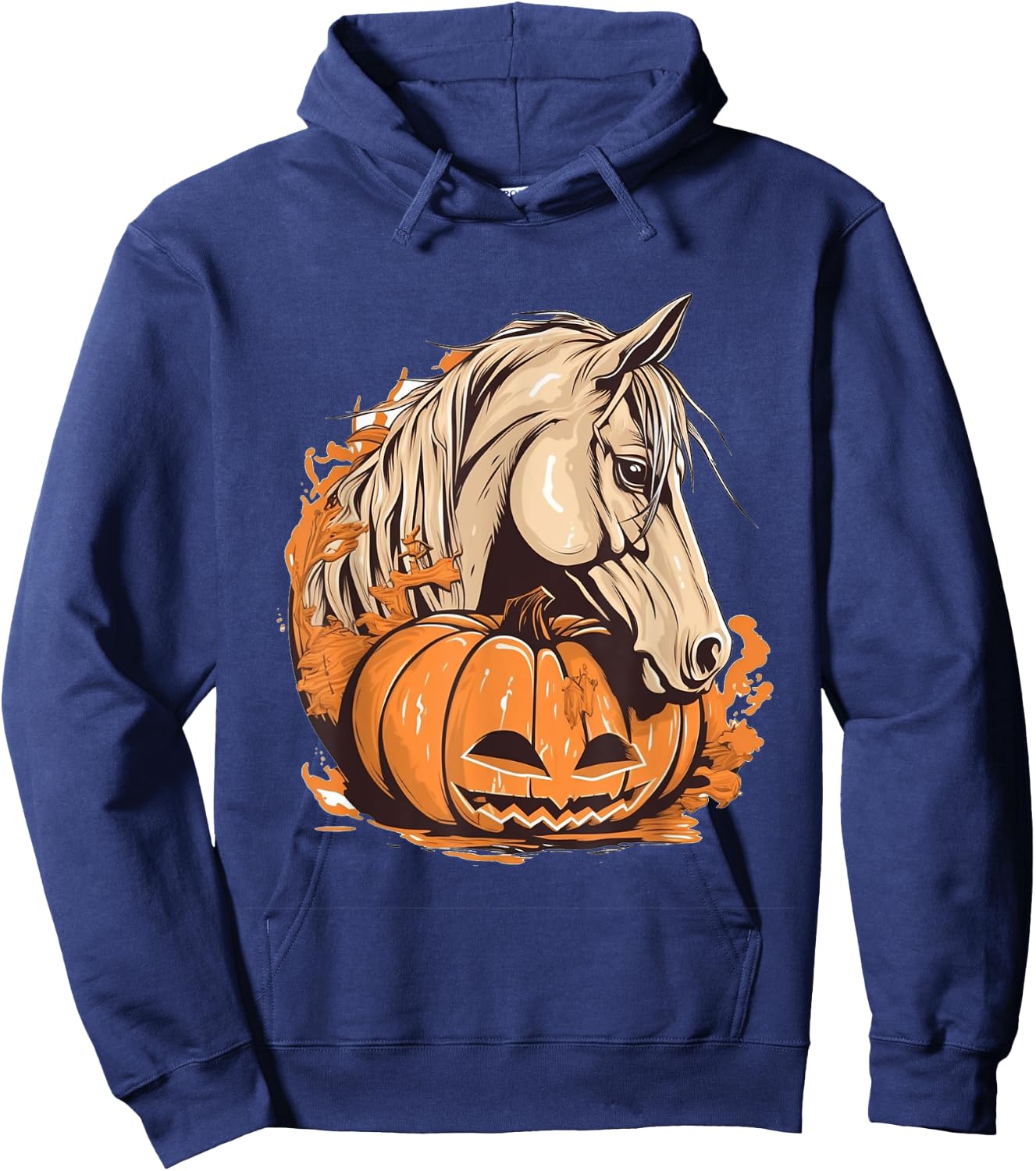 Horse Pumpkin Halloween Costume Horseback Riding Equestrian Hoodie - Hoodie | Navy
