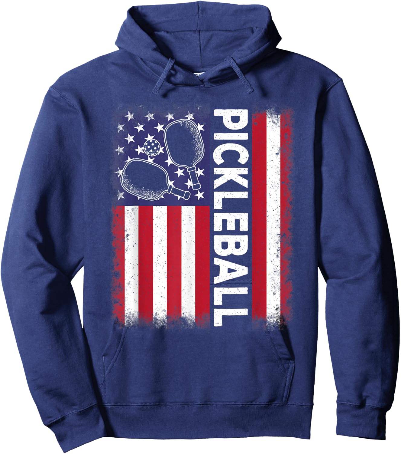 Pickleball American Flag Funny Pickleball Vintage Men Women Hoodie - Hoodie | Navy