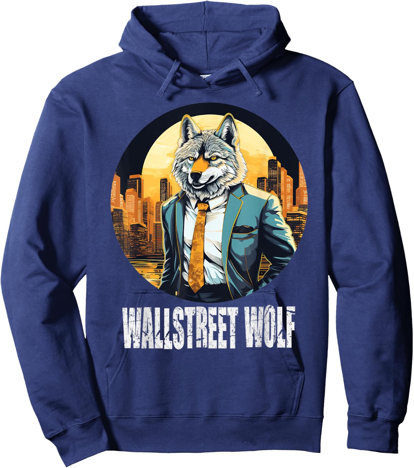 Funny best idea art cool Wallstreet Wolf Hoodie - Hoodie | Navy