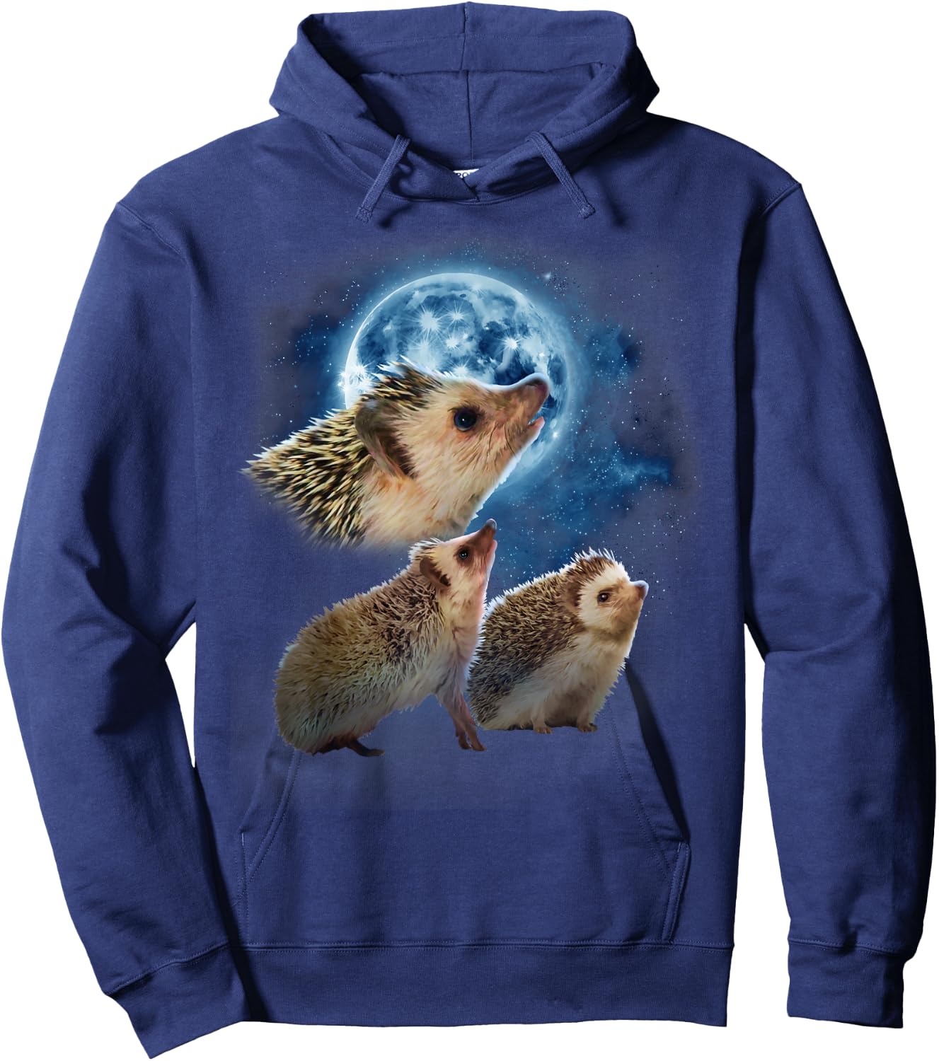 Funny Hedgehog Shirt - Hedgehogs Howling at the Moon Hoodie - Hoodie | Navy