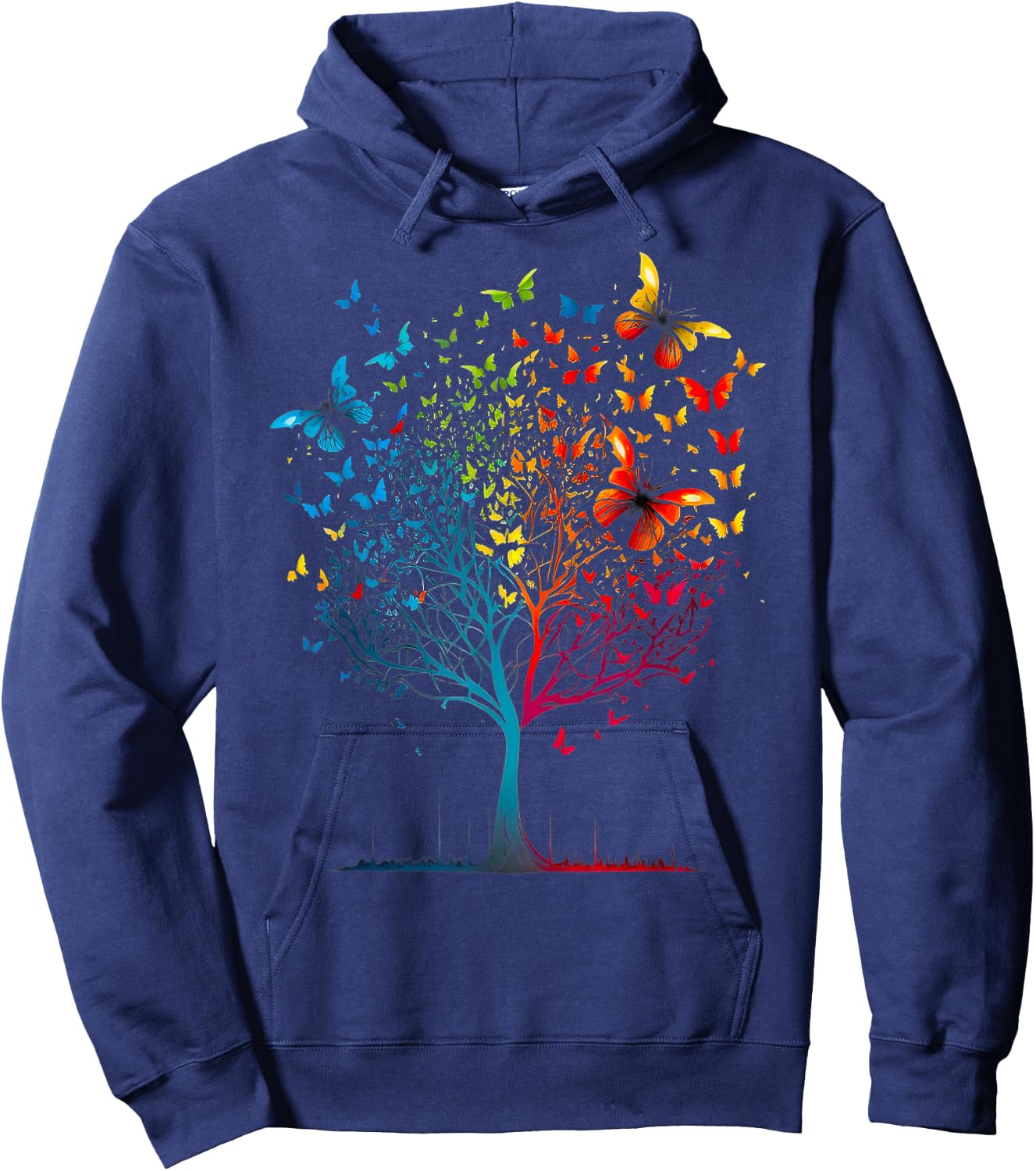 Butterfly Tree Beautiful Women Men Kids Graphic Small Hoodie - Hoodie | Navy