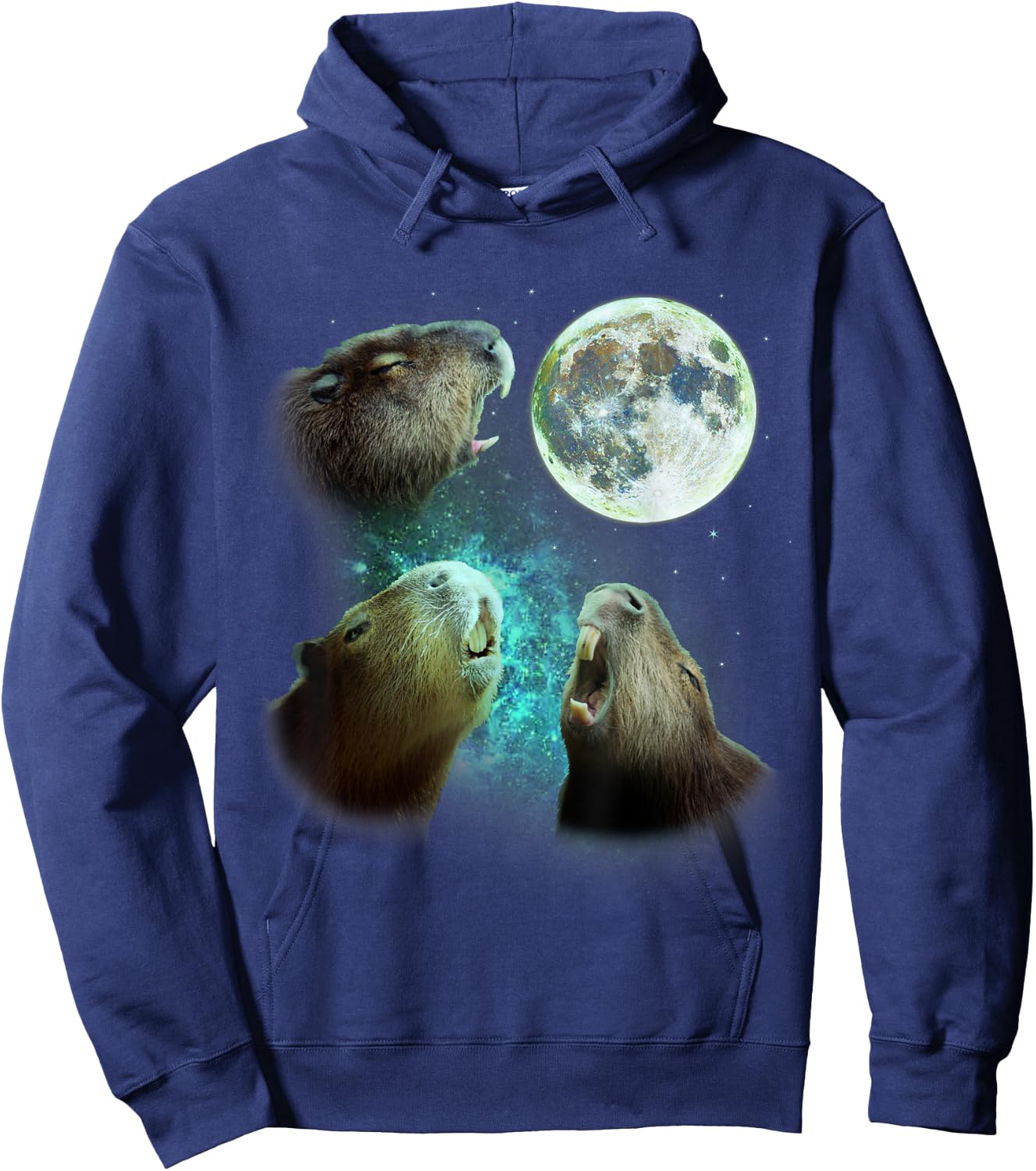 Three Capybaras Howl At Moon 3 Wolfs - Wolves Parody Hoodie - Hoodie | Navy