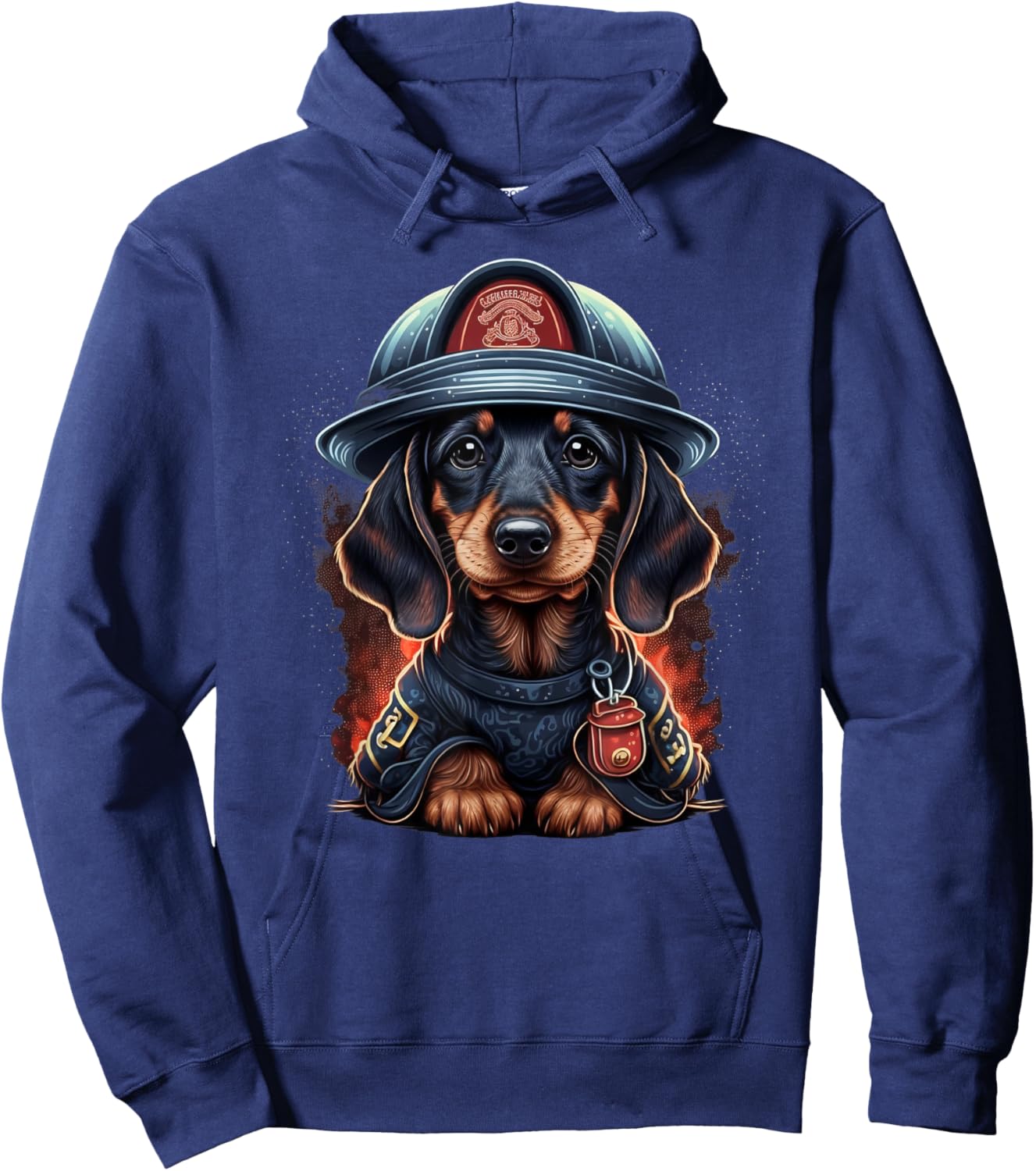 Dachshund Fireman on Firefighter Dachshund Hoodie - Hoodie | Navy