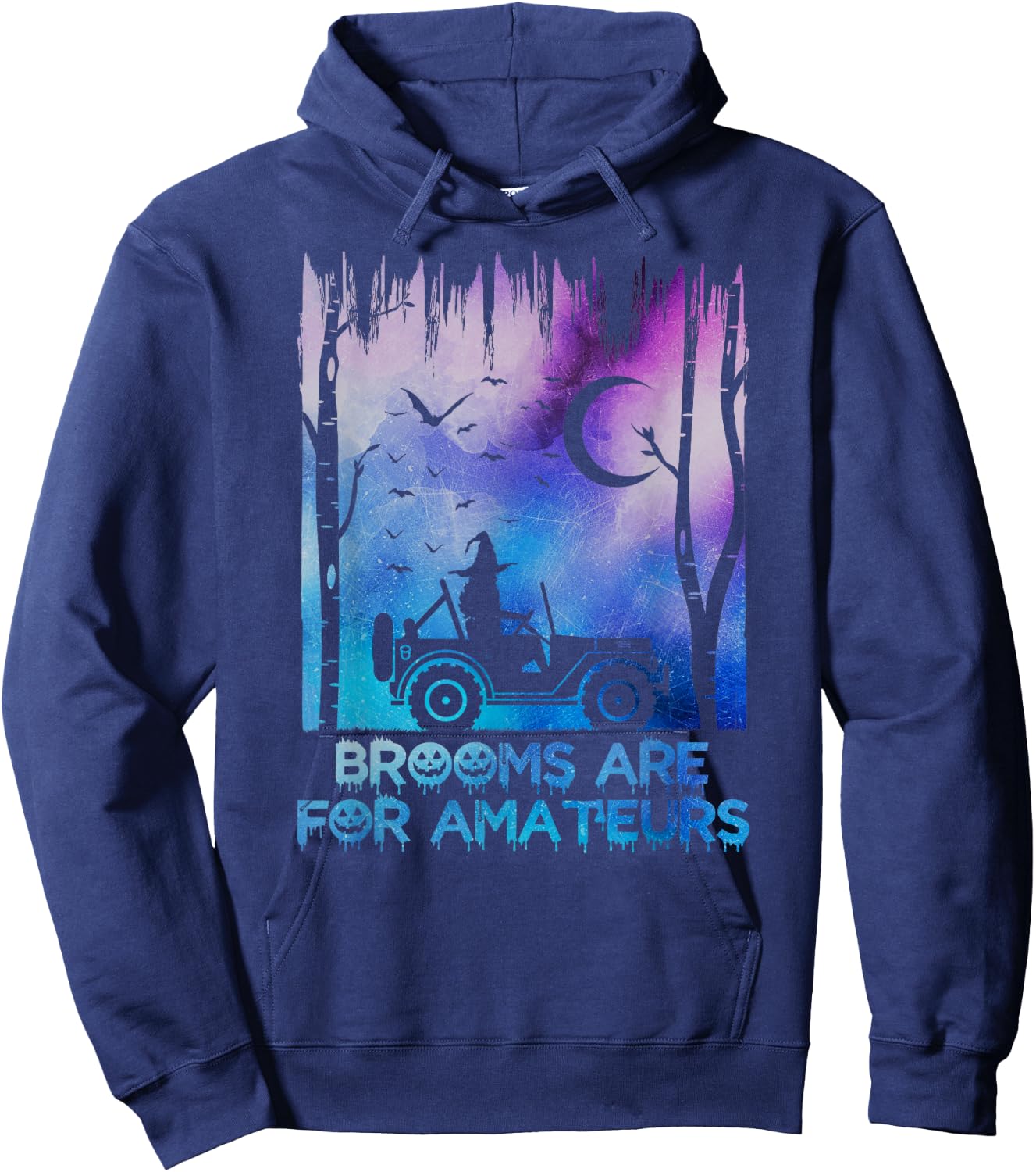 Offroad Witch Halloween Broom I Funny My Broom Broke Hoodie - Hoodie | Navy