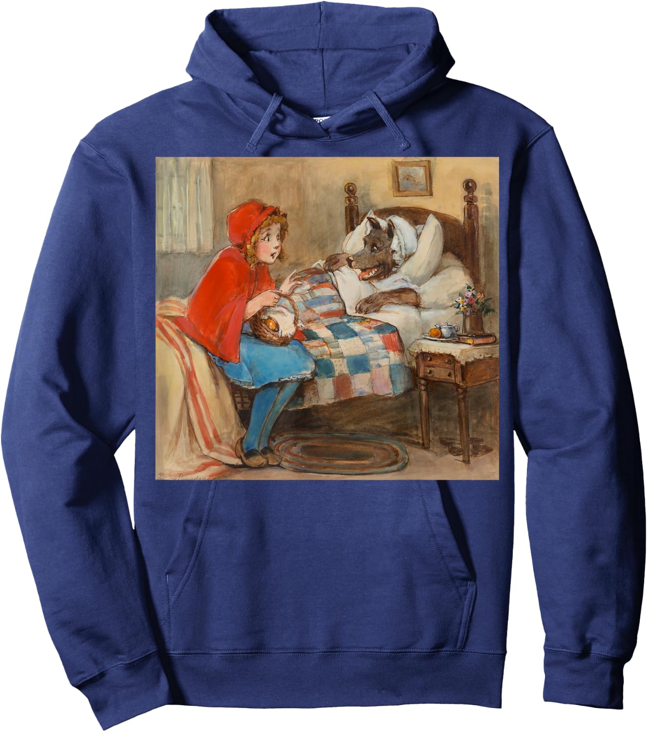 Retro Fairy Tale Grandma Bad Wolf Little Red Riding Hood Hoodie - Hoodie | Navy