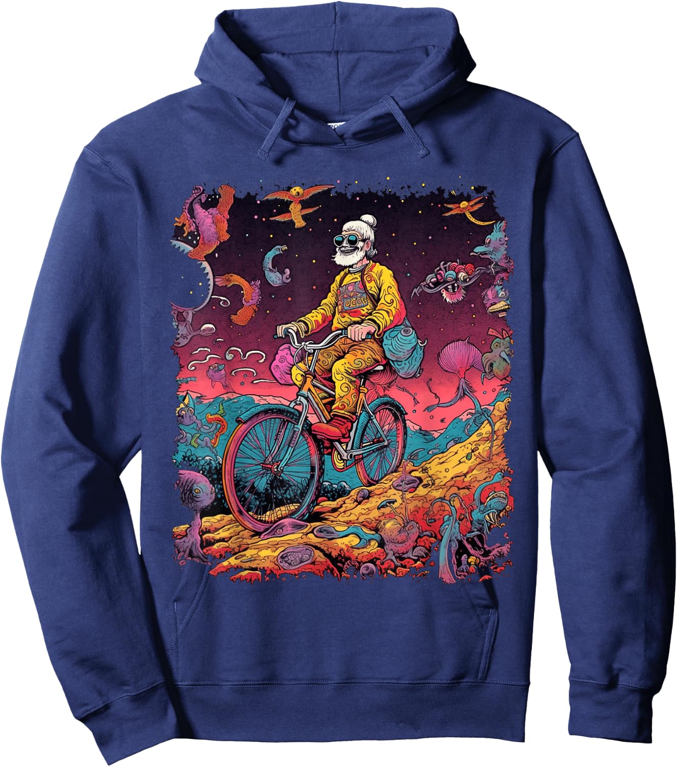 Bicycle Day Hofmann Trip | Psychedelic Comic Style Hippie Hoodie - Hoodie | Navy