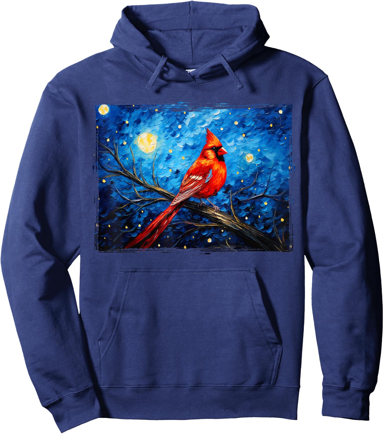 Red Cardinal Bird Flower North Carolina Virginia Hoodie - Hoodie | Navy