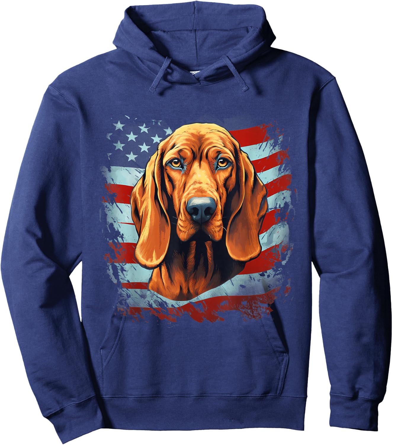 4th Of July US Flag Redbone Coonhound Dog Hoodie - Hoodie | Navy